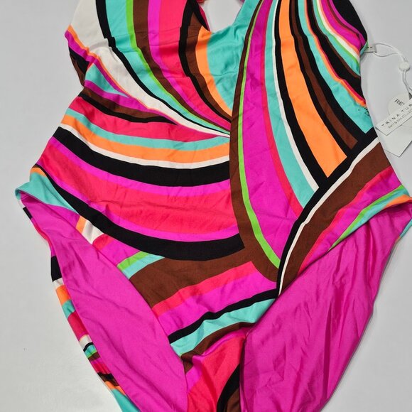 Trina Turk Reversible Plunge Halter One-Piece Swimsuit - Picture 9 of 16